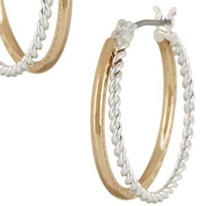 napier gold and silver small hoop earrings